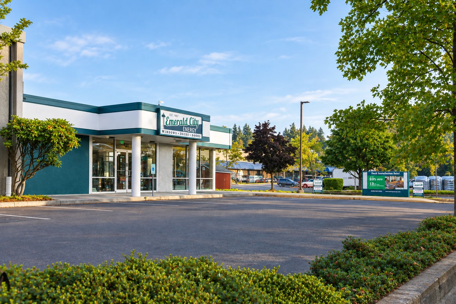 Exterior of the Emerald City Energy showroom at 131 Andover Park E, Tukwila